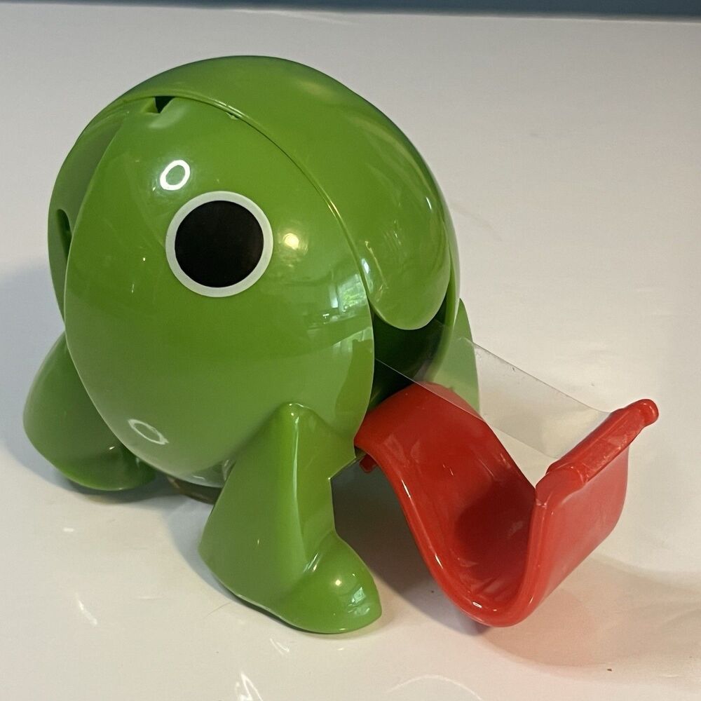 Green Frog Tape Dispenser Red Tongue Novelty Plastic Suction Cup Bottom Advantus